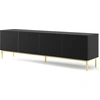 Image de Armoire TV RAVENNA L 200 cm Cadre 4D NOIR MAT / NOIR MAT Buffet bas avec pieds métalliques Debout Armoire basse Armoire TV Moderne Loft TV Board Sideboard Table Hi-Fi Doré ou Noir Cadre métallique Pieds avec façades fraisées