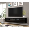 Image de Armoire TV AURA 200 cm NOIR MAT / NOIR BRILLANT avec LED Lowboard Suspendu ou debout gris universel Armoire basse Armoire TV haute brillance TV Board Sideboard HiFi Table Armoire suspendue