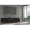 Image de Meuble TV Homlando, modèle Surf, 200 cm, finition noire brillante
