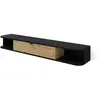 Image de Meuble TV Homlando Icarus 156, finition noir mat, façade en bois imitation chêne artisanal