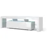 Image de Armoire TV 160 cm BLANC MAT (corps), BLANC BRILLANT (façades) + éclairage LED