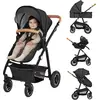 Image de Lionelo Amber - Poussette combinée 3 en 1 - Set sportif, siège, nacelle fixe, siège auto, sac, moustiquaire, habillage pluie - Grey Graphite