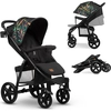 Image de LIONELO Annet Poussette jusqu'à 22 kg avec fonction couchage, poussette petite pliable avec accessoires, roues en mousse Eva, moustiquaire, couvre-pieds porte-boisson, panier