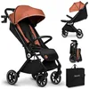 Image de LIONELO Cloe Poussette Pliable Bébé jusqu'à 22 kg Réglage du Dossier Fonction Sommeil Harnais à 5 Points Grandes Roues Pivotantes Moustiquaire Compacte Imperméable (brun) en occasion ou reconditionné