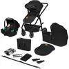 Image de Lionelo Bianka 3in1 Poussette, siège auto, pliable, système de voyage Dossier réglable à 360o Sellerie de roues, canopy XXL-noir