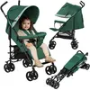 Image de Lionelo Elia buggy petite poussette pliante jusqu'à 15 kg dossier et repose-pieds réglables frein de roue arrière moustiquaire - vert