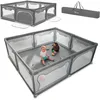 Image de LIONELO WILLOW XL Parc Bébé Pliable, 0-48 mois, Grand Espace de 187 cm x 207 cm x 68 cm, Barrière Parc Bébé en Maille Respirante, 2 Entrées Latérales Zippées (Gris) (Grey) en occasion ou reconditionné