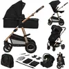 Image de Lionelo Amber - Chat 3 en 1 - Set porte-sport, siège auto, coque rigide, siège auto, sac, moustiquaire, imperméable - Black Onyx