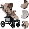 Image de LIONELO Annet Poussette jusqu'à 22 kg avec fonction couchage, poussette petite pliable avec accessoires, moustiquaire, couvre-pieds porte-boisson, panier Beige