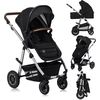 Image de Lionelo Amber Poussette combinée 2 en 1, Set avec siège sportif, nacelle fixe, sac, moustiquaire, housse feuille de pluie -Black Silver