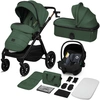 Image de Poussette 3 en 1 Layla de Lionelo : coque, nacelle et poussette canne jusqu'à 22 kg, nacelle jusqu'à 9 kg, roues enPolyuréthanepivotantes à 360°, capote XXL - Vert