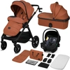 Image de Poussette 3 en 1 Lionelo Layla : coque, nacelle et poussette canne jusqu'à 22 kg, nacelle jusqu'à 9 kg, roues enPolyuréthanepivotantes à 360°, capote XXL - Marron