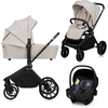 Image de Poussette combinée Lionelo Mika Plus 3en1 jusqu'à 38 mois (22kg), capote XXL avec UPF50+, réglage de la poignée parentale en 3 positions - Beige