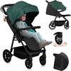 Image de Lionelo Buggy MIRA jusqu'à 22 kg, Roues pivotantes 360°, Filtre UPF50+, Capote étanche XXL Vert émeraude