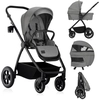 Image de Poussette combinée Lionelo Meril 2en1 nacelle jusqu'à 9 kg, 0-48 mois jusqu'à 22 kg, roues tout terrain 360°, suspension intégrale, capote XXL - Gris