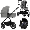 Image de Lionelo poussette combinée Meril 3en1 nacelle jusqu'à 9 kg, siège auto jusqu'à 13 kg, 0-48 mois jusqu'à 22 kg, roues tout terrain 360°, suspension intégrale - Gris
