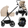 Image de Lionelo poussette combinée Meril 3en1 nacelle jusqu'à 9 kg, siège auto jusqu'à 13 kg, 0-48 mois jusqu'à 22 kg, roues tout terrain 360°, suspension intégrale - Beige