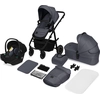 Image de Lionelo Amber Plus - Poussette combinée 3 en 1 - Set sportif, siège, nacelle fixe, siège auto, sac, moustiquaire, habillage pluie - Grey Graphite