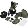 Image de Lionelo Amber - Poussette combinée 3 en 1 - Set sportif, siège, nacelle fixe, siège auto, sac, moustiquaire, habillage pluie - Green Forest