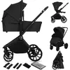 Image de Poussette combinée Lionelo Mika Plus 2en1 jusqu'à 38 mois (22kg), capote XXL avec UPF50+, réglage de la poignée parentale en 3 positions - Black Onyx