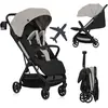 Image de Poussette Julie Air jusqu'à 22 kg Roues pivotantes Suspension à 360° Mécanisme de pliage à une main - Beige