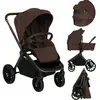 Image de Poussette combinée Lionelo Mika Plus 2en1 jusqu'à 38 mois (22kg), capote XXL avec UPF50+, réglage de la poignée parentale en 3 positions - Mocha Mousse