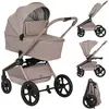 Image de Poussette 2 en 1 Lionelo Freya avec nacelle et siège auto, pliable jusqu'à 22 kg, roues en PU, suspension, surface de couchage XXL - Beige