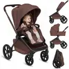 Image de Poussette 2 en 1 Lionelo Freya avec nacelle et siège auto, pliable jusqu'à 22 kg, roues en polyuréthane, suspension, surface de couchage XXL - Marron