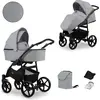 Image de Kunert MATA 2in1 en gris avec châssis noir - poussette bébé polyvalente pour le confort et la sécurité