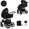 Image de Kunert MATA Poussette 2en1 en noir - Poussette polyvalente avec nacelle et siège sport
