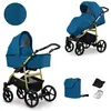 Image de Poussette Kunert 2en1 MATA en bleu/marine avec châssis graphite - sûre, confortable et stylée