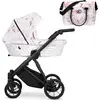 Image de Kunert IVENTO 2in1 Poussette en blanc avec cadre noir et fleurs délicates