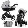 Image de Kunert Ivento 2in1 poussette en gris avec cadre noir et accessoires