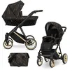Image de Kunert Ivento Premium 2in1 Poussette en noir/marron avec cadre doré et équipement complet