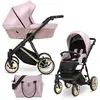 Image de Poussette IVENTO Poussette de bébé Coque complète Set de poussette 2 en 1 (eco pink metalic, couleur du cadre : or)