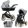 Image de Poussette IVENTO Poussette de sport Poussette de bébé Coque complète Set de poussette pour enfants 2 en 1 (eco grey metalic, couleur du cadre : or)
