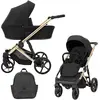Image de Kunert ARIZO PREMIUM Poussette 2en1 en noir avec châssis doré, nacelle et accessoires