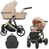 Image de Kunert ARIZO PREMIUM Poussette 2en1 rose avec châssis doré, nacelle et accessoires