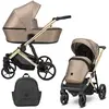 Image de ARIZO PREMIUM 2in1 Poussette éco-cuir marron/cappuccino avec châssis doré et accessoires