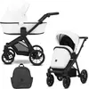 Image de Kunert BRAV 2in1 Poussette éco-cuir blanche avec cadre noir, roues articulées et design moderne