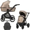 Image de Kunert BRAV 2in1 Poussette éco-cuir marron avec cadre noir et roues en gel pour le confort et le style
