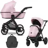 Image de Kunert BRAV 2in1 Poussette éco-cuir rose avec cadre noir et roues articulées
