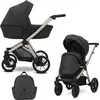 Image de Kunert BRAV 2in1 Poussette éco-cuir en noir/gris avec cadre champagne et roues en gel