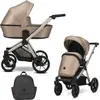 Image de Kunert BRAV 2in1 Poussette éco-cuir marron avec cadre champagne et roues articulées