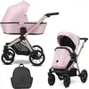 Image de Kunert BRAV 2in1 Poussette éco-cuir rose avec cadre champagne et roues articulées