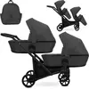 Image de Kunert BRAV DUO 2in1 poussette double en graphite avec roues en gel et cadre noir