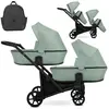 Image de Kunert BRAV DUO 2in1 Poussette double éco-cuir en cappuccino avec des roues en gel et un cadre noir