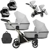 Image de Kunert BRAV DUO 3 en 1 poussette double avec 2x Cosmo coques bébé en gris