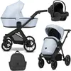 Image de Kunert BRAV 3in1 Poussette éco-cuir en bleu avec cadre noir, roues en gel et siège auto Cosmo