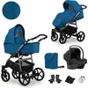 Image de Kunert MATA 3in1 poussette en bleu/marine - poussette polyvalente pour bébé pour le confort et la sécurité